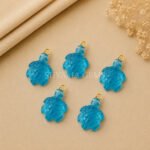 Blue Topaz Quartz Hydro Turtle Carved 18mm Gemstone Pendant