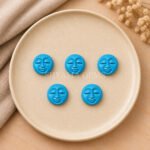 Blue Turquoise Full Moon Face Carved 15mm Loose Gemstone