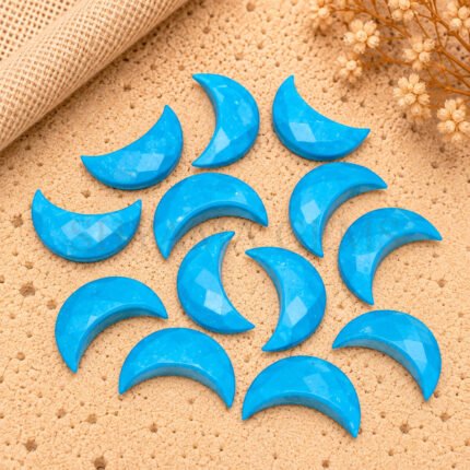 Turquoise Faceted Moon Gemstone 17mm