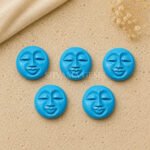 Blue Turquoise Full Moon Face Carved 15mm Loose Gemstone