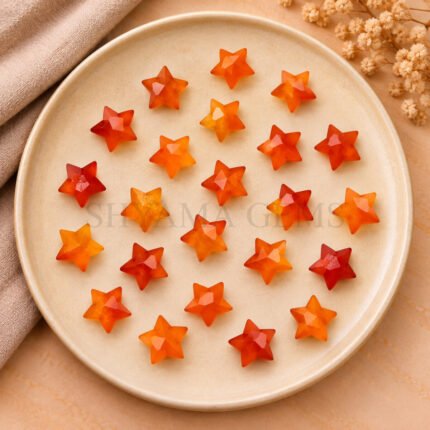 Carnelian Star Faceted Loose Gemstone 10mm