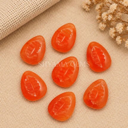 Carnelian Cowrie Shell Carved Loose Gemstone 20×15mm
