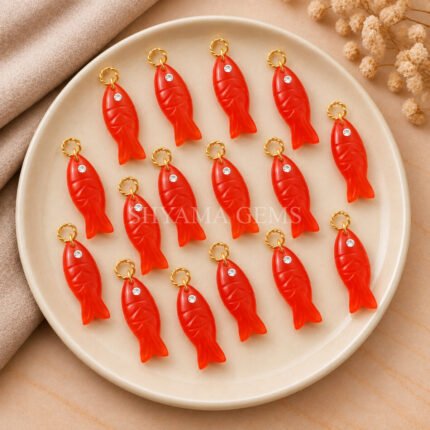 Carnelian Fish Inlay Pendant 25x8mm