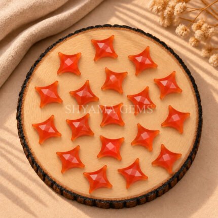 Carnelian Carved Ninja Star Loose Gemstone 15mm