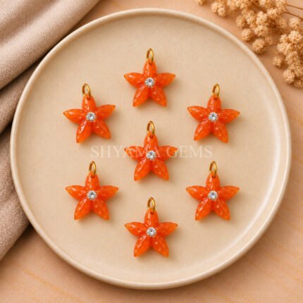 Carnelian Starfish Carved 15mm Pendant