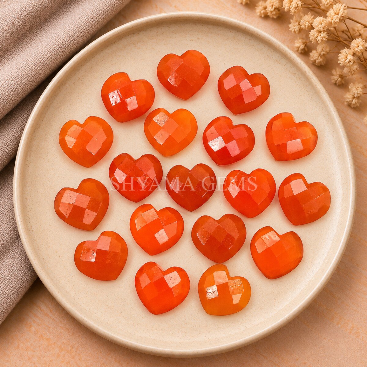 Carnelian Heart Faceted 10mm Carnelian Heart Faceted 10mm
