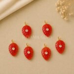 Carnelian Leaf Inlay Pendant 14x10mm