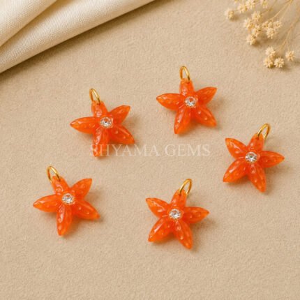 Carnelian Starfish Carved 15mm Pendant