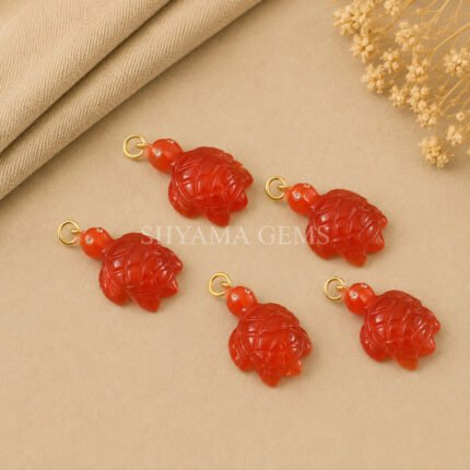 Carnelian Turtle Carved 18mm Gemstone Pendant