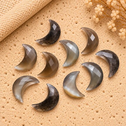 Chocolate Moonstone Faceted Moon Gemstone 17mm