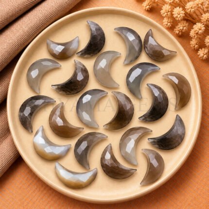 Chocolate Moonstone Faceted Moon Gemstone 17mm