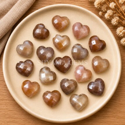 Chocolate Moonstone Heart Faceted 10mm