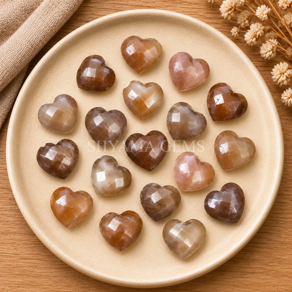 Chocolate Moonstone Heart Faceted 10mm Chocolate Moonstone Heart Faceted 10mm