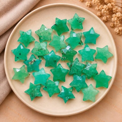 Green Chrysoprase Chalcedony Star Faceted Loose Gemstone 10mm