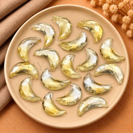 Citrine Quartz Faceted Moon Gemstone 17mm