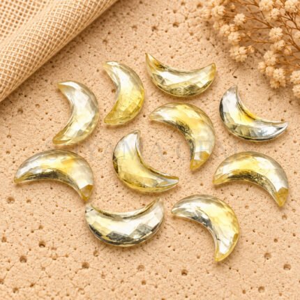Citrine Quartz Faceted Moon Gemstone 17mm