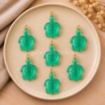 Columbian Emerald Quartz Turtle Carved 18mm Gemstone Pendant