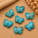 Copper Turquoise Hand Carved Butterfly Gemstone 13mm