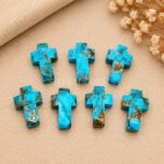 Copper Turquoise Faceted Cross Shape Loose Gemstone 15x10mm