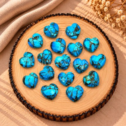 Copper Turquoise Heart Faceted 10mm