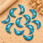 Copper Turquoise Faceted Moon Gemstone 17mm