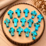 Copper Turquoise Faceted Cross Shape Loose Gemstone 15x10mm