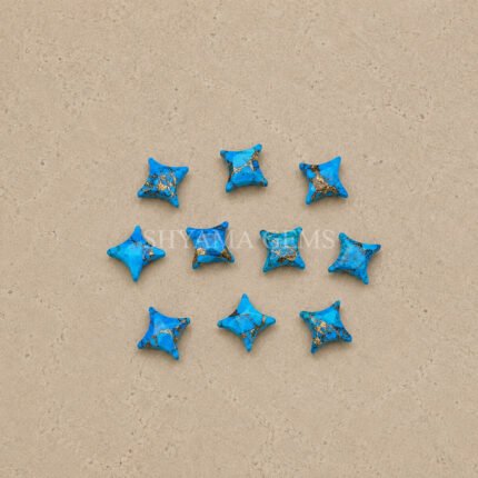 Copper Turquoise Carved Ninja Star Loose Gemstone 12mm