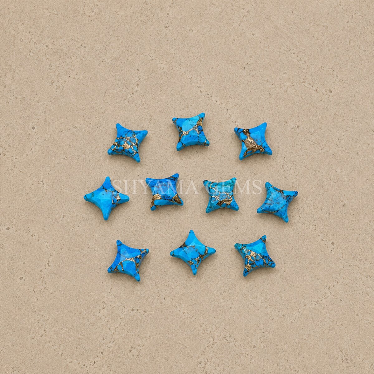 Copper Turquoise Carved Ninja Star Loose Gemstone 12mm Copper Turquoise Carved Ninja Star Loose Gemstone 12mm
