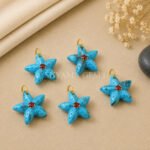 Copper Turquoise Starfish Carved 15mm Pendant