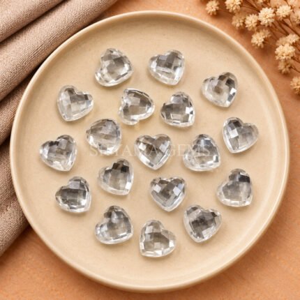 Crystal Quartz Heart Faceted 10mm