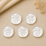 Crystal Quartz Full Moon Face Carved 15mm Loose Gemstone
