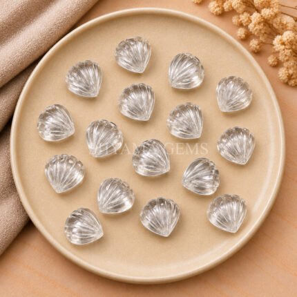 Crystal Quartz Carved Seashell Gemstone 12mm for Elegant Jewelry Designs