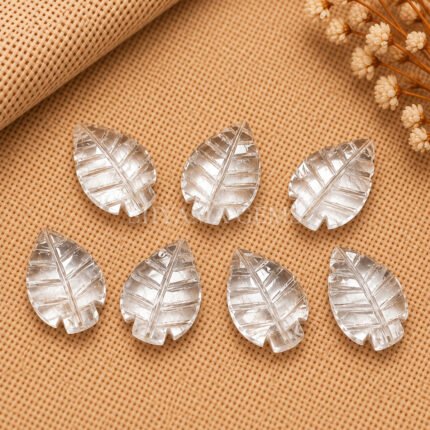 Crystal Quartz Leaf Carved Gemstone 14x10mm