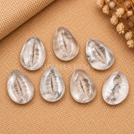 Crystal Quartz Cowrie Shell Carved Loose Gemstone 20×15mm