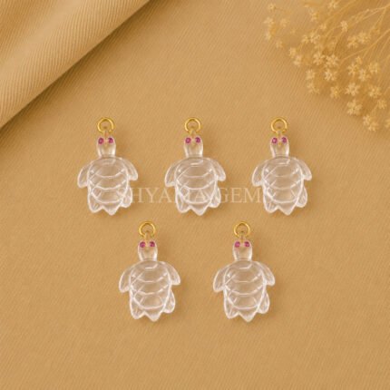 Crystal Quartz Turtle Carved 18mm Gemstone Pendant