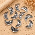 Crystal Quartz Faceted Moon Gemstone 17mm