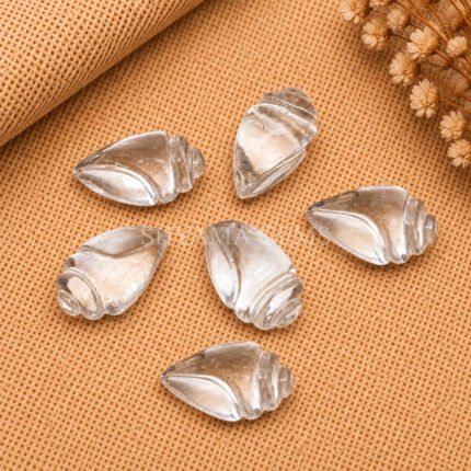 Crystal Quartz Conch Shell Carved Gemstone 18×10mm