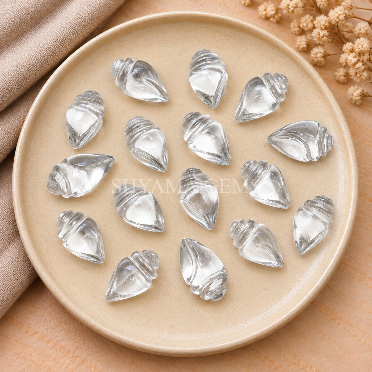 Crystal Quartz Conch Shell Carved Gemstone 18×10mm Crystal Quartz Conch Shell Carved Gemstone 18×10mm