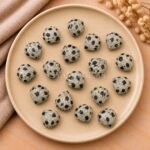 Dalmatian Jasper Carved Shell Gemstone 12mm
