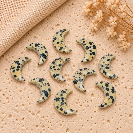 Dalmatian Jasper Faceted Moon Gemstone 17mm