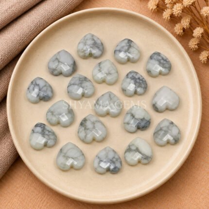 Dendrite Opal Heart Faceted 10mm