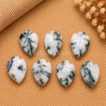 Dendrite Opal Leaf Carved Gemstone 14x10mm