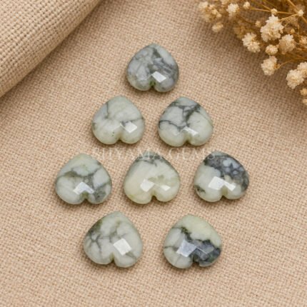 Dendrite Opal Heart Faceted 10mm