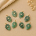 Emerald Leaf Inlay Pendant 14x10mm