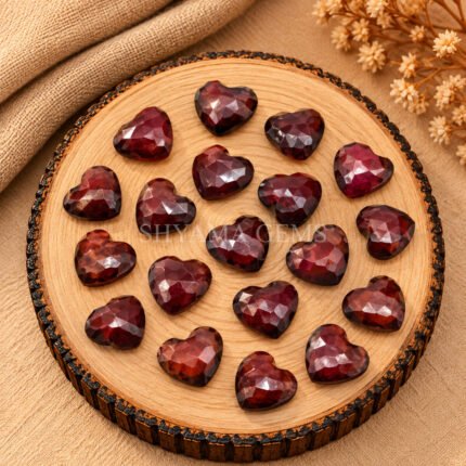 Garnet Quartz Heart Faceted 10mm