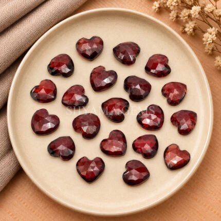 Garnet Quartz Heart Faceted 10mm