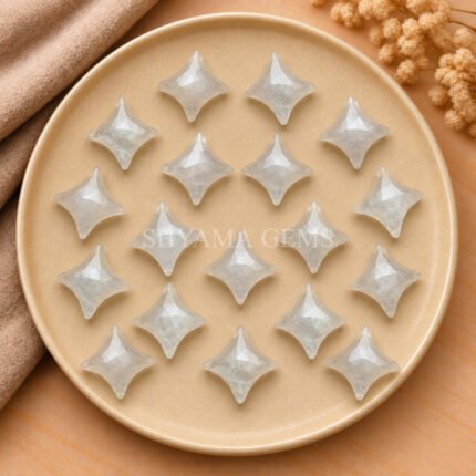 Grey Moonstone Carved Ninja Star Loose Gemstone 15mm