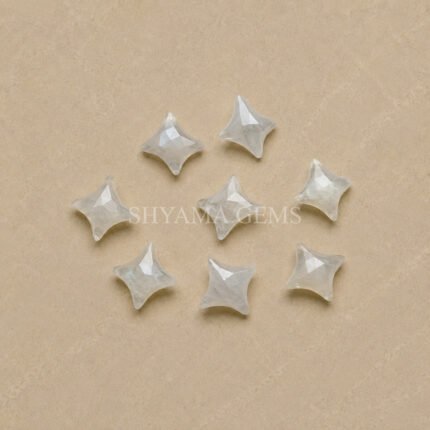 Grey Moonstone Carved Ninja Star Loose Gemstone 12mm