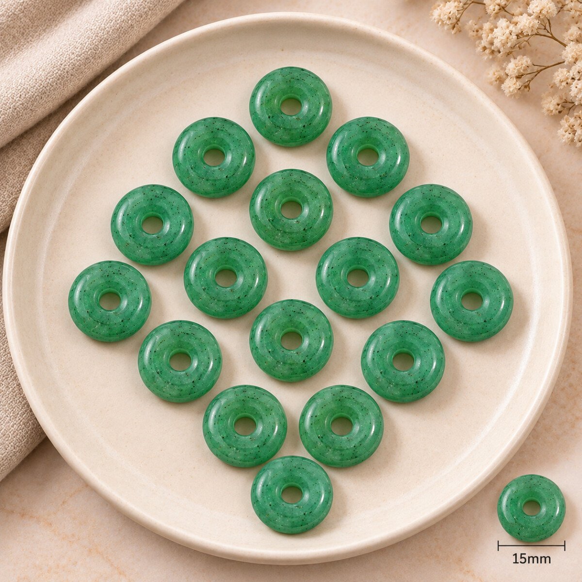 Green Strawberry Donut Gemstone 15mm Green Strawberry Donut Gemstone 15mm