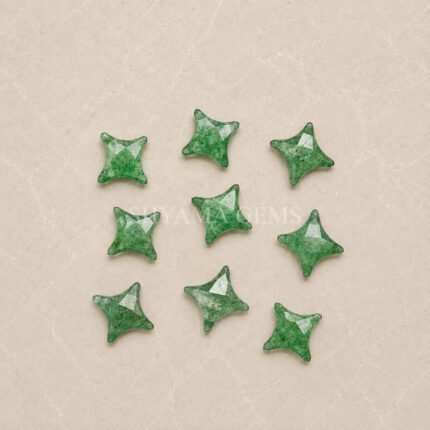 Green Strawberry Quartz Carved Ninja Star Loose Gemstone 12mm
